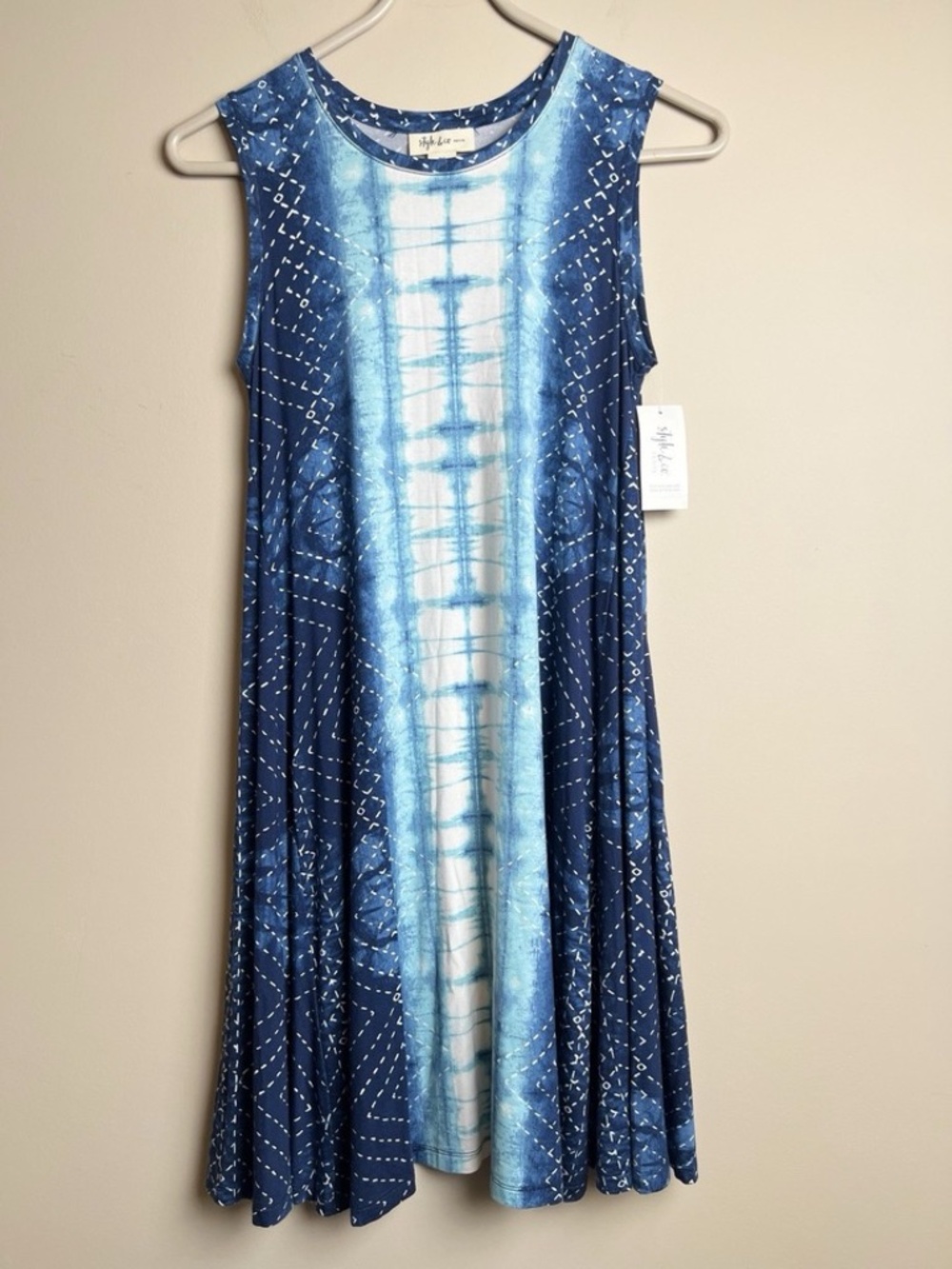 Style & Co Petite PS Sea Isle Stroll Blue White Patterned Colored Dress